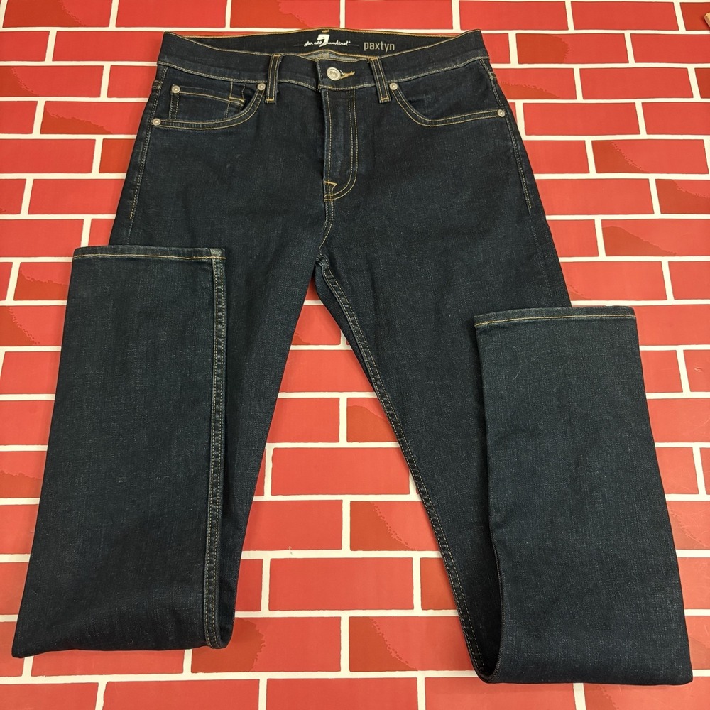 7 For All Mankind Paxtyn Jeans Mens 30x34 Blue Denim Slim Skinny Dark Wash